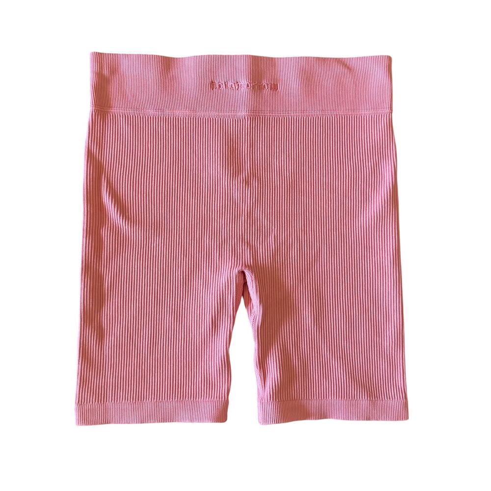 Civil Regime x No Tomorrow Women's Pink Ribbed Biker Shorts Size Medium